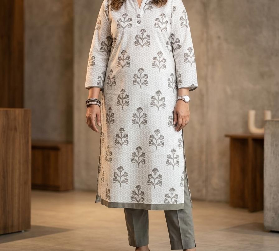 Ivory Printed Kurta